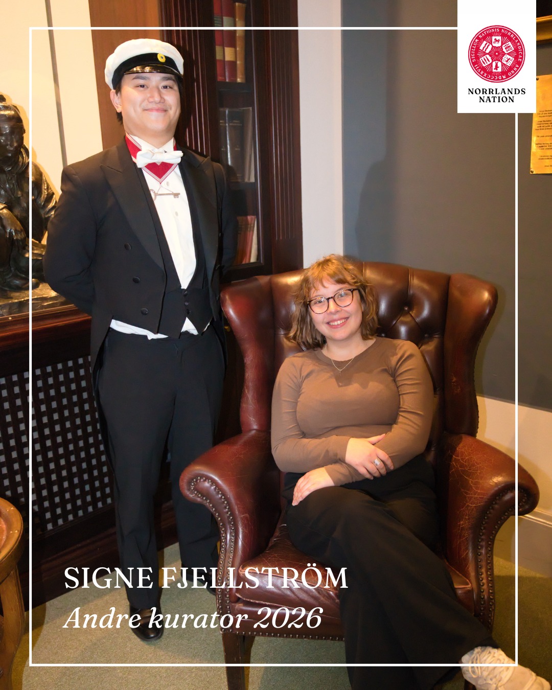 Under terminens första landskap, med finklädda kuratorer som firade universitetets 548-årsdag under dagen, valdes Signe Fjellström till Andre kurator (2Q) för 2026. Stort grattis till:
Andre kurator för 2026 Signe Fjellström
___
During the first Landskap for the semester, with dressed up Curators that had been celebrating the university's 548th anniversary during the day, Signe Fjellström was elected as the Second Curator (2Q) for 2026. A big congratulations to:
Second Curator for 2026 Signe Fjellström