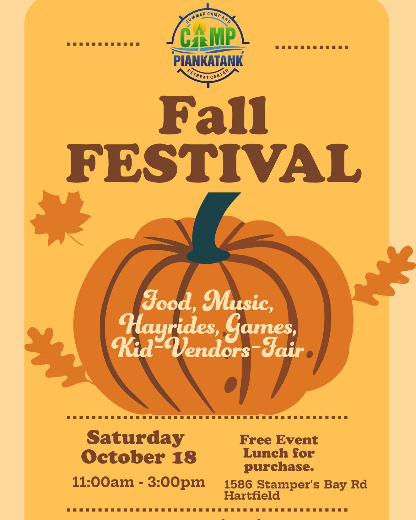 The whole community is invited! Open and free for all! Kids are welcome to show off their costumes. We will have hayrides, games, vendors, pumpkin archery, and a delicious lunch. A silent auction will be offered to help us offset the cost of the festival. Come have a great day with us. The weather should be beautiful!
Special thanks to our donors to the auction: Hurd's Hardware, Lowe's Hardware, Deltaville Maritime Museum, Virginia Made soaps and lotions, Norton's Yachts, J&W Seafood, and Village Blacksmith.