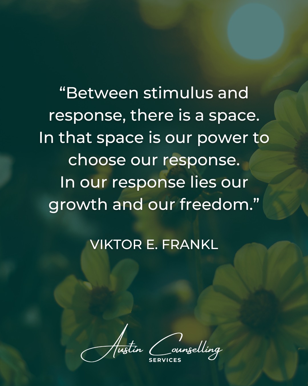 “Between stimulus and response, there is a space. In that space is our power to choose our response. In our response lies our growth and our freedom.” - Viktor E. Frankl