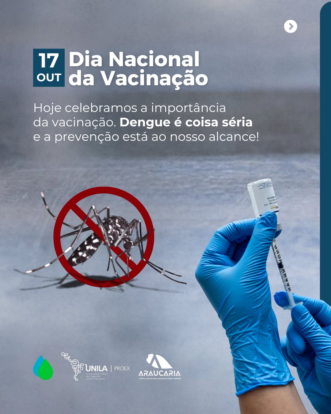 Hoje celebramos a importância da vacinação, especialmente contra a dengue! A vacina é uma aliada poderosa na luta contra essa doença que afeta tantas vidas. 💉🦟
⚠ Segundo o Ministério da Saúde, até outubro de 2025, o Brasil já registrou mais de 1,5 milhão de casos suspeitos de dengue.
A prevenção é fundamental! Juntos, podemos fazer a diferença! 🫂🌎💚
Texto por: Samuel dos Santos Ribeiro
Fonte: Ministério da Saúde.
#DiaNacionalDaVacinação #VacinaDaDengue #Prevenção #ecologiaesaude
