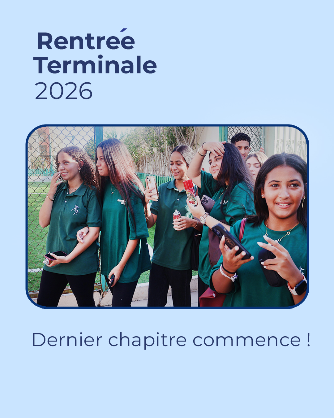 Le dernier chapitre commence !
Une nouvelle année pleine de projets et d’ambitions pour nos Terminales.
#Rentrée2025 #TerminaleConcordia #NouvelleAventure #Parents #Étudiants #NewCairo #ÉducationFrançaise #BacFrançais