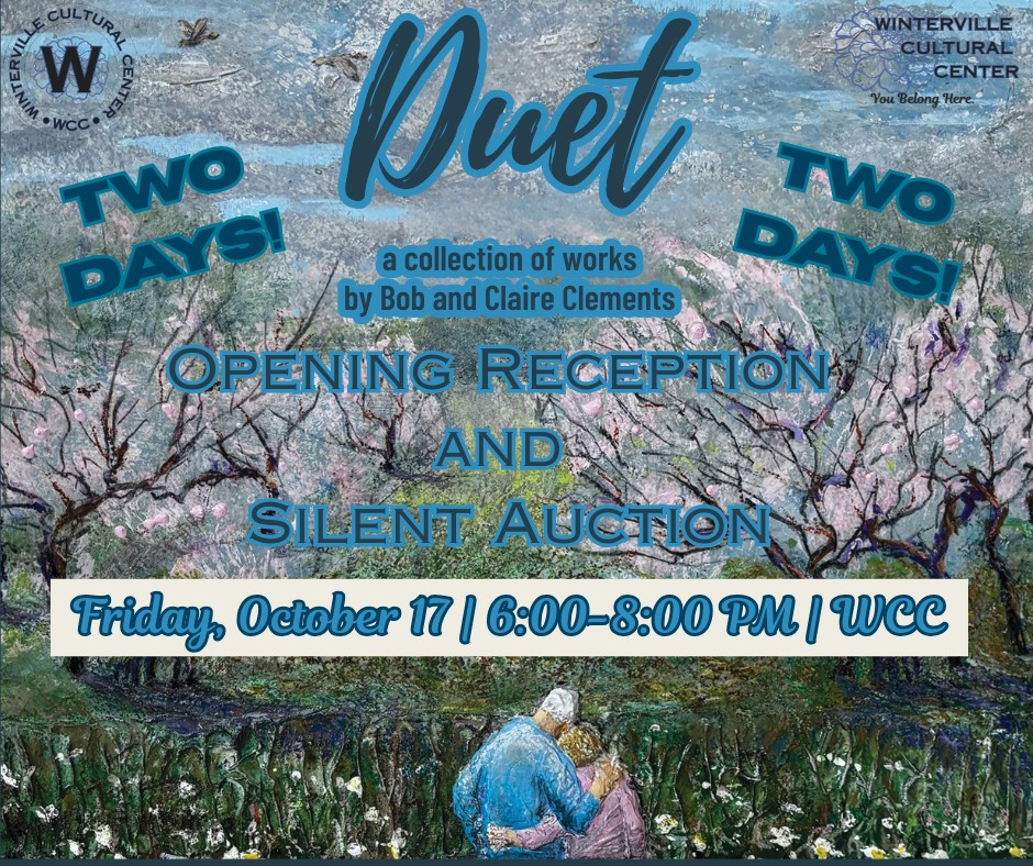 TWO DAYS until the opening reception of "Duet" and the Silent Auction. There will be music, refreshments, and fantastic art pieces. Check wintervillecentergallery or our website for more information!
#athensga #wintervillega #georgia #athens #winterville #walldecor #artexhibition #artexhibit #benefit #gallery #artwork #foryoupage #fallvibes #foryouシ #art #autumn #foryoupage💙