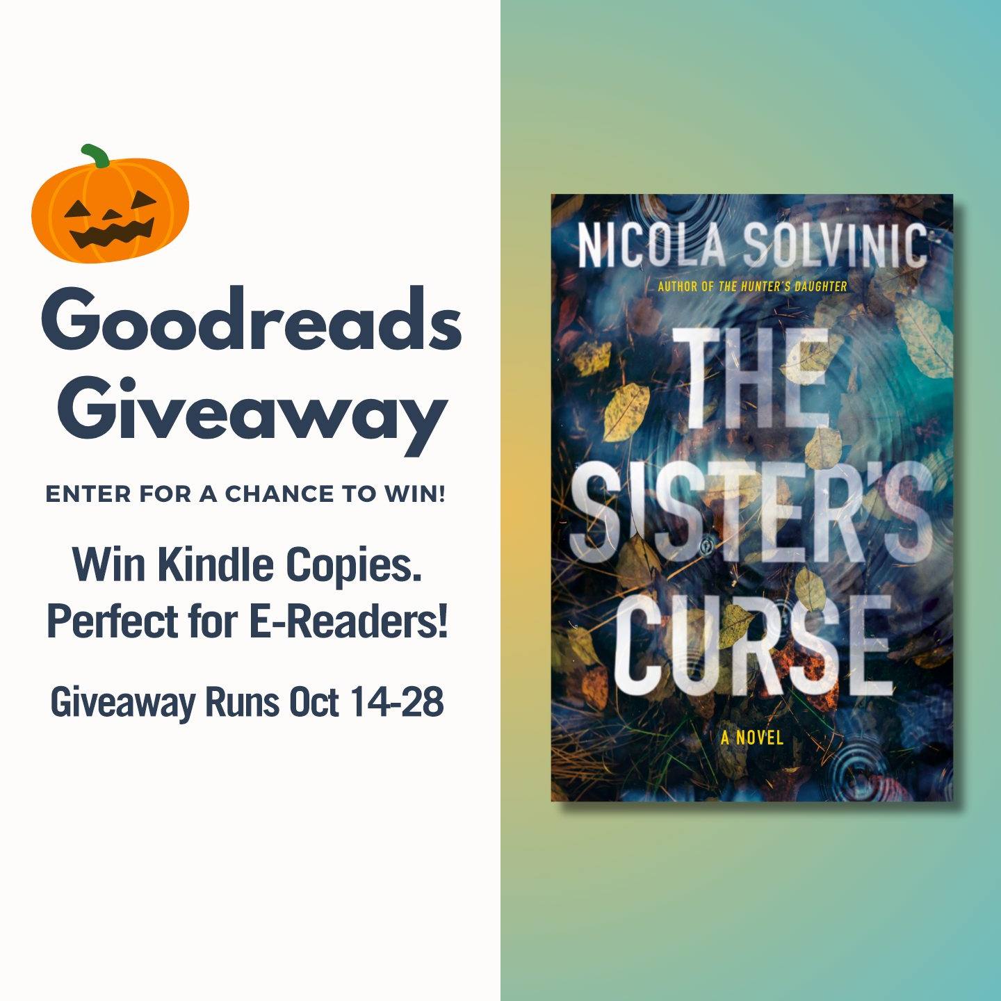 🕸️ Another spooky October giveaway… Perfect for all you e-readers out there! In partnership with @berkleypub, THE SISTER’S CURSE is part of a @goodreads October Giveaway! From October 14–28, you’ll have the chance to win a Kindle copy!
👻 Don’t miss this hauntingly good freebie. ENTER NOW: Link In Bio!
#nicolasolvinic #thesisterscurse #goodreadsgiveaway #crimethriller #mysteryreads #bookgiveaway #fallreads #kindle #digitalbook