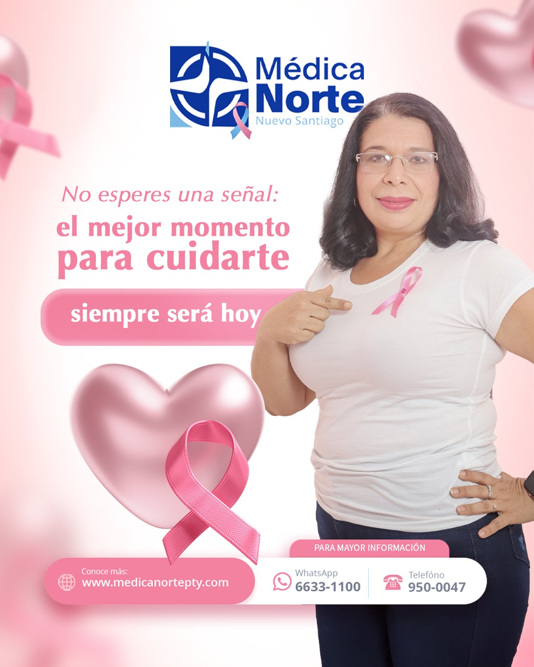 Cada año, miles de mujeres descubren que un simple chequeo les dio una nueva oportunidad.
La detección temprana no solo salva vidas, también devuelve tiempo, abrazos y sueños que aún no han ocurrido. 💗
Este 19 de octubre, rendimos homenaje a la valentía, la esperanza y al poder de la prevención.
Cuidarte no es miedo, es amor propio.
📍 Hospital Médica Norte – Nuevo Santiago, Veraguas
☎️ 950-0047
📲 6633-1100 (solo WhatsApp)
#CintaRosada #DiaContraElCáncerDeMama #PrevenciónEsVida #DetecciónTemprana #HospitalMédicaNorte #TuGuíaAUnaMejorSalud