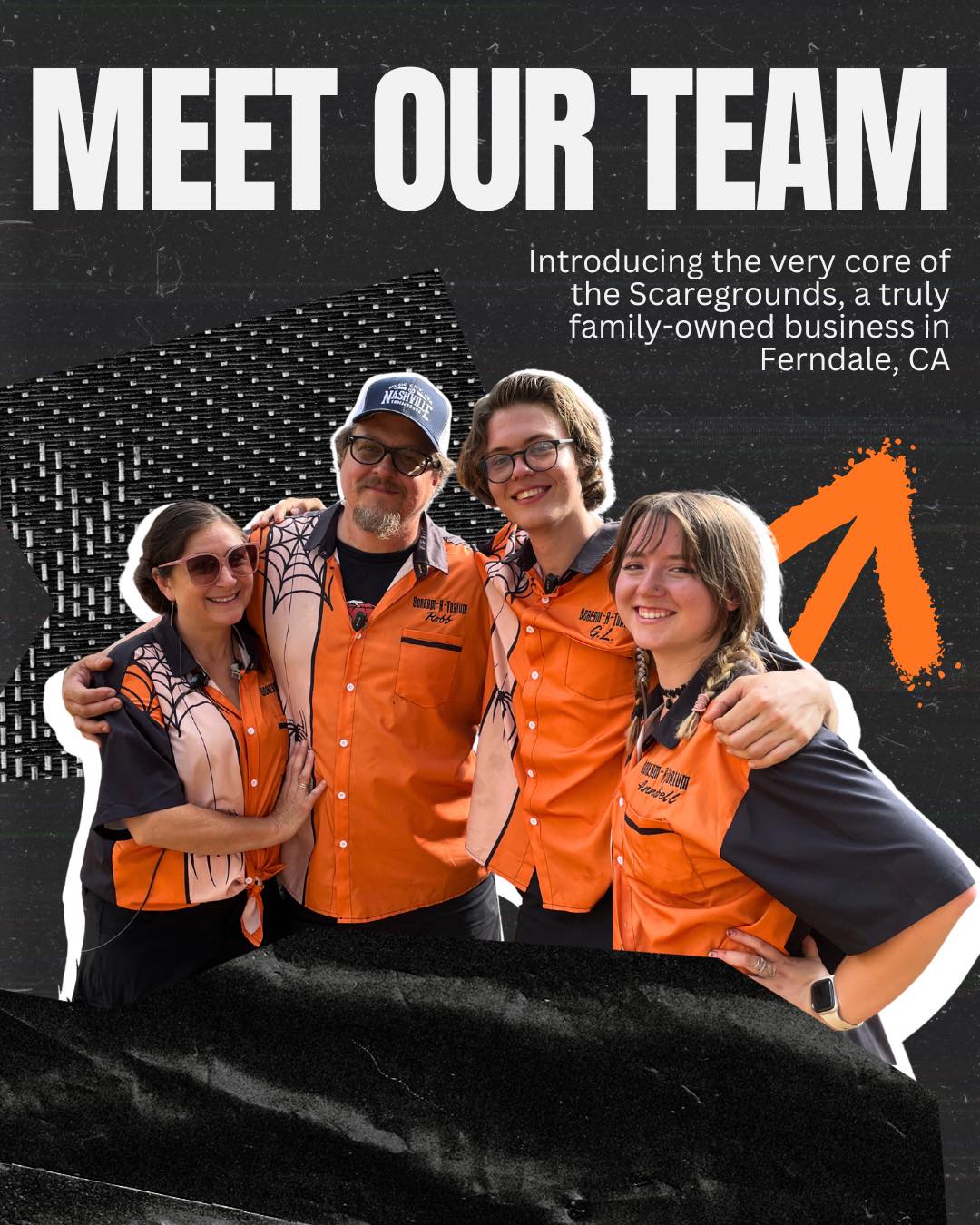 Meet the minds behind the Scaregrounds - mother, father, son, and partner - a family business on its 5th annual Scream-A-Torium event 🕸️
Our sacred Scaregrounds, however, could not be completed without the help of many members of the community. We’d like to thank the following people for all of their time, dedication, and craftsmanship within the Scream Team:
Taylor Christie
Katelyn Sullivan
Benson Goble
Dave Brown
The Castro Family
Kelly and Tom Koykka
Mike McPeters
Sabrina and Gary Klinetobe
Ella McPeters
Denise Morgana
And so many supporters near and far. We can’t express how much it means to bring the Scaregrounds to you 🧡
Open THIS FRIDAY!!
#localbusiness #frightdale #scaregrounds #visitferndale #ferndalecalifornia #humboldtcounty #visithumboldt #hauntlife #hauntedmaze #humboldt #ferndalefrightfullyfun #NorCalTravel #humboldtcountyfair #screamatorium #shoplocal #hauntedhouse #visitnorcal #griffinloch #family #familybusiness