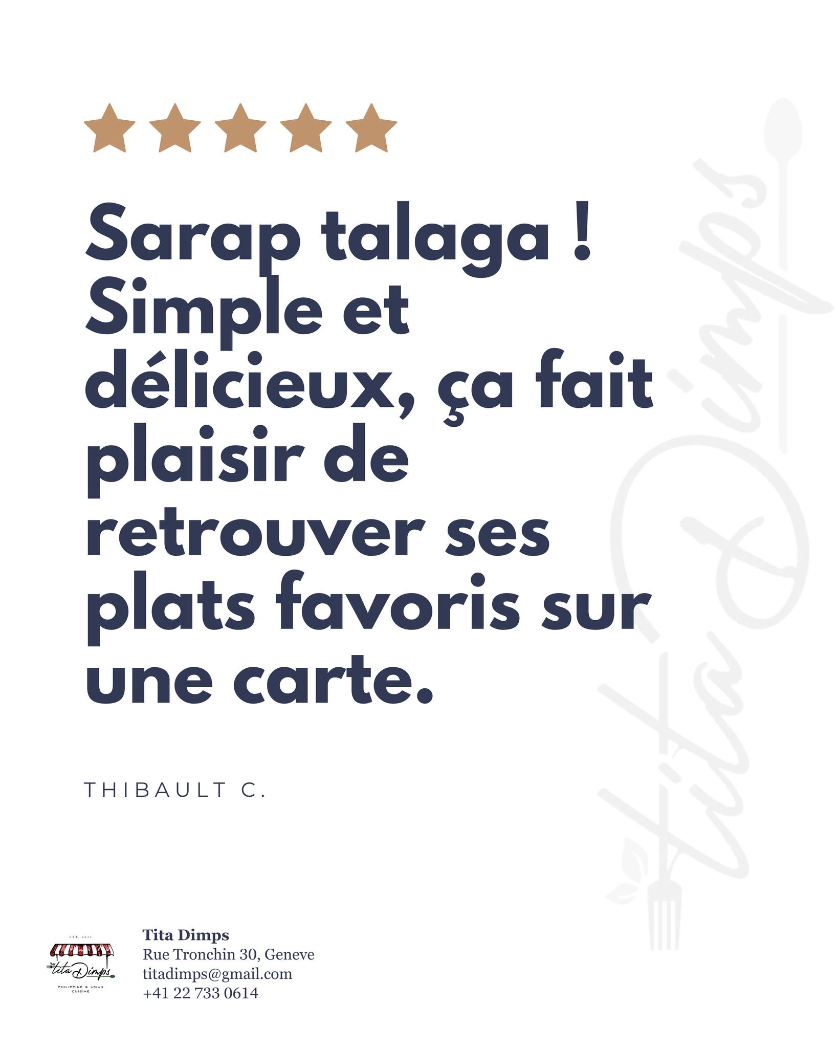 Your feedback keeps us inspired to serve with love, every single day 🍽️
A few kind words go a long way. Share your Tita Dimps moment on Google!