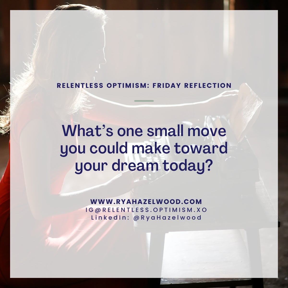 It’s not always about being ready.
And you don’t always have to say it out loud.
Sometimes the most powerful thing you can do … is take one quiet step toward something that matters.
Apply for the opportunity.
Write the first paragraph.
Buy the domain.
Schedule the meeting.
Send the text.
✨ Let your actions speak belief – even before your voice does.
Because momentum doesn’t start with certainty.
It starts with movement.
#RelentlessOptimism #LiveOutLoud #WhyNotMe #DreamBigStartSmall #TheLeadersEdge