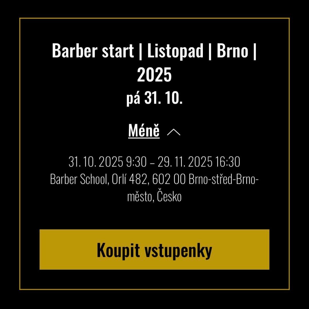 💈 Kurz Barber Start – Brno
Chceš se naučit stříhat, holit a stylovat jako profík? ✂️
V našem kurzu tě naučíme všechno, co potřebuješ, abys mohl rozjet kariéru barbera naplno 💇♂️🔥
📅 Začínáme 31. 10. 2025
📍 Barber School, Orlí 482, Brno
👉 Počet míst je omezený, tak neváhej a přihlas se přes odkaz v biu!
#barberschoolcz #barberschoolbrno #barber #barberlife #barbering #barberacademy #barbertraining #barberclass #kurzbarber #barberbrno