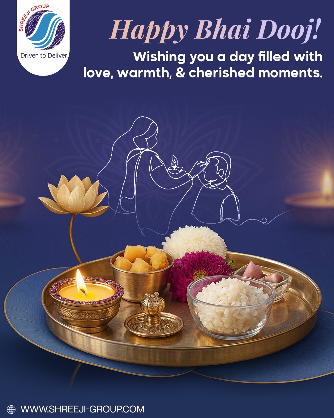 Shreeji Group extends heartfelt wishes on this joyful Bhai Dooj! 💫 May the sacred bond of love between brothers and sisters grow stronger with every smile and blessing. Wishing everyone happiness, harmony, and togetherness. ❤️✨
#HappyBhaiDooj #ShreejiGroup #FestiveJoy #SiblingBond #CelebratingTogether