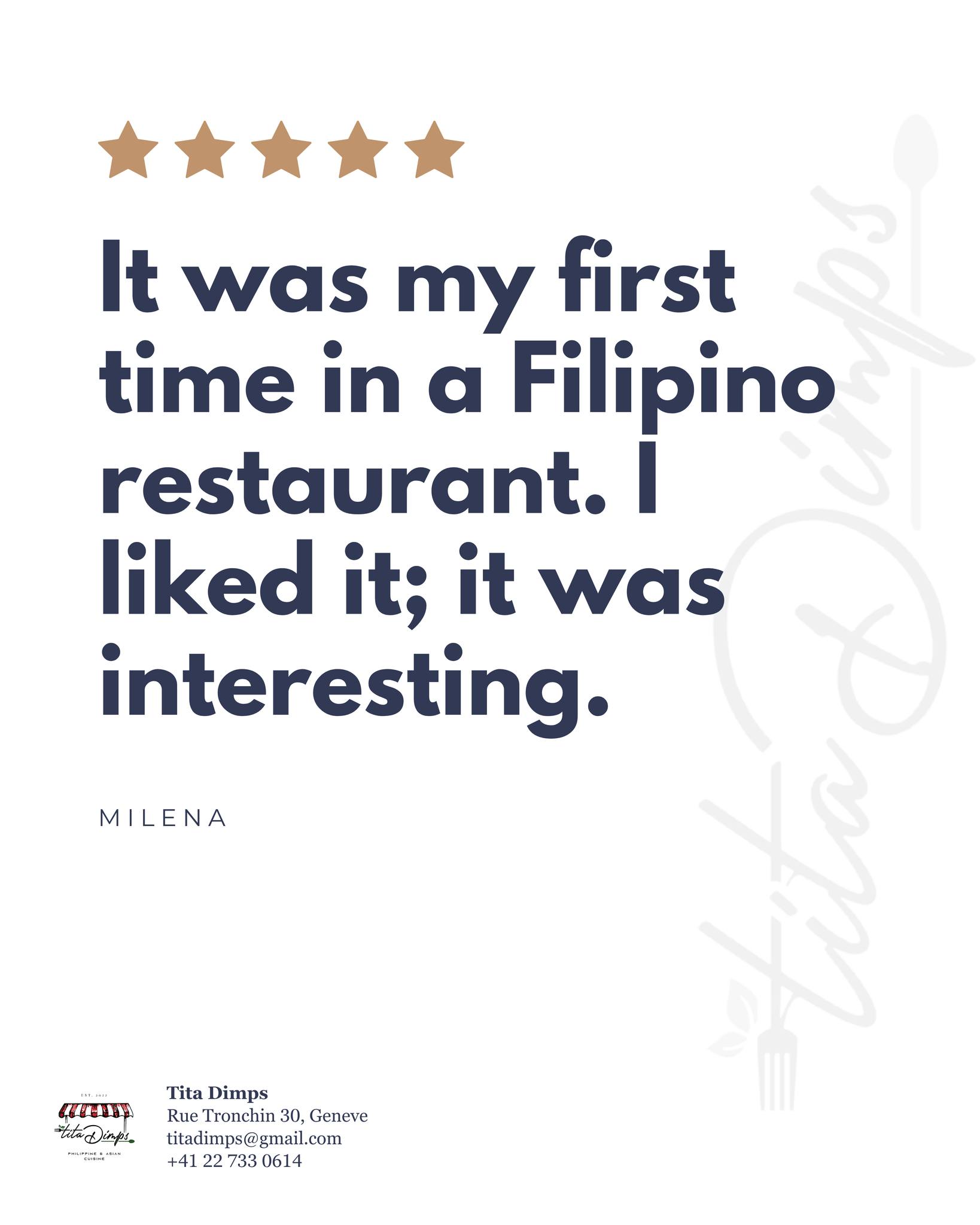 Thank you for the love and kind words! You make what we do so worth it. 💛
A few kind words go a long way. Share your Tita Dimps moment on Google!