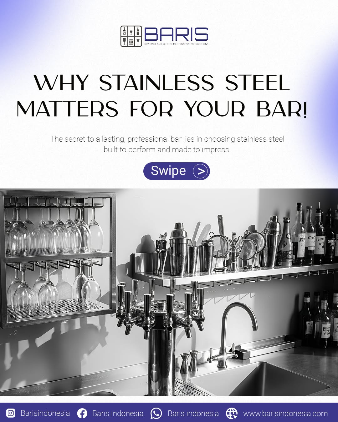 Durable, sleek, and hygienic — stainless steel is a must-have for any professional bar setup. Investing in quality equipment saves you time, money, and keeps your bar shining.
👉 What’s your favorite stainless steel tool behind the bar?
CONTACT US
Whatsapp : +62 811-3877-8844
Email : barisindonesia40@gmail.com
Website : www.barisindonesia.com
Find Us
Jl. Diponegoro No.717, Pedungan, Denpasar Selatan, Kota Denpasar, Bali
-----
#BarEquipment #StainlessSteel #BartenderLife #BarTools #MixologyGear #HospitalityEssentials