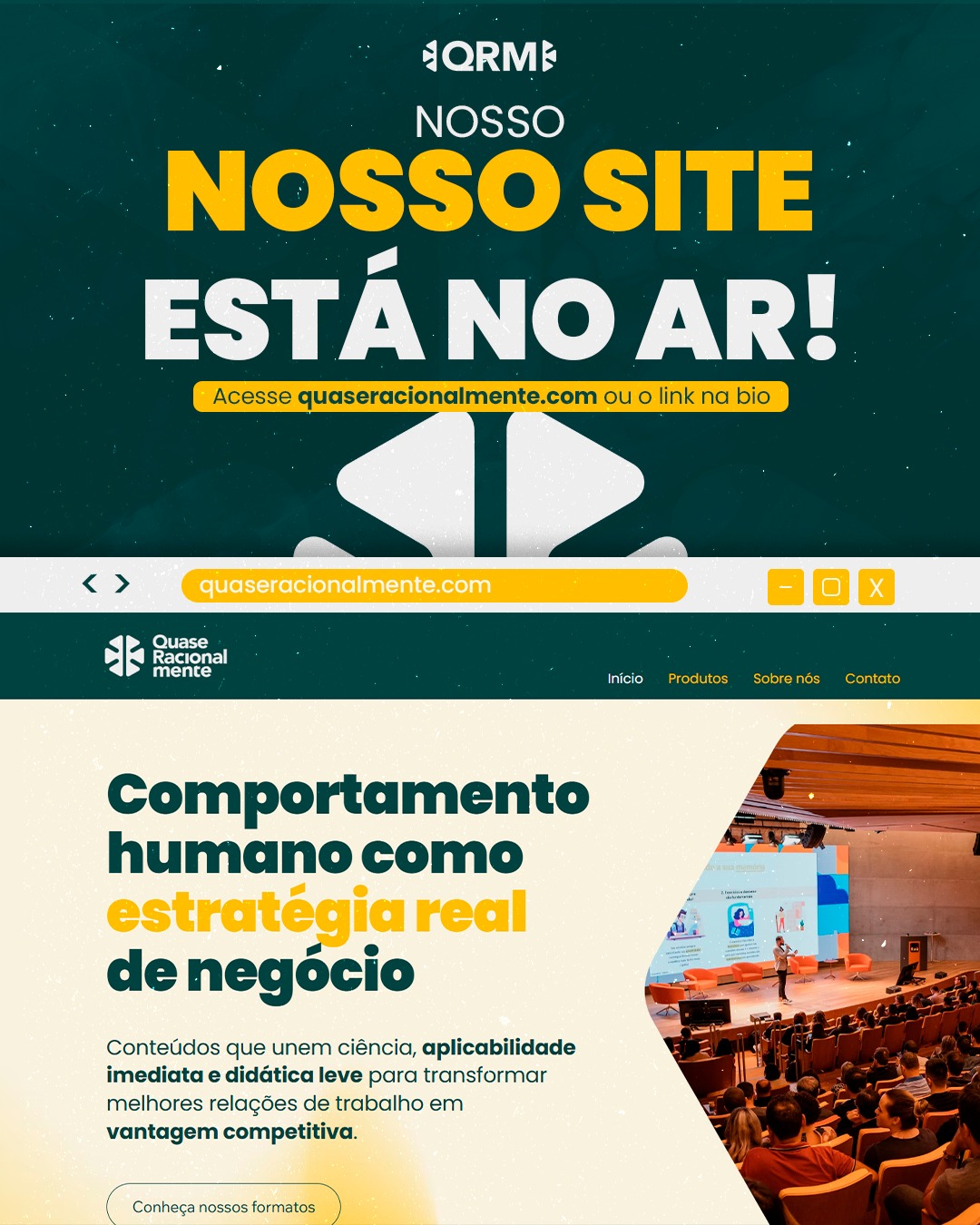 🚀 Tá no ar!
Nosso novo site acabou de sair do forno.
Um espaço pra você conhecer mais sobre o que fazemos, nossos produtos e o impacto da ciência comportamental nas empresas. 🧠✨
💡 Acesse quaseracionalmente.com e vem explorar com a gente.