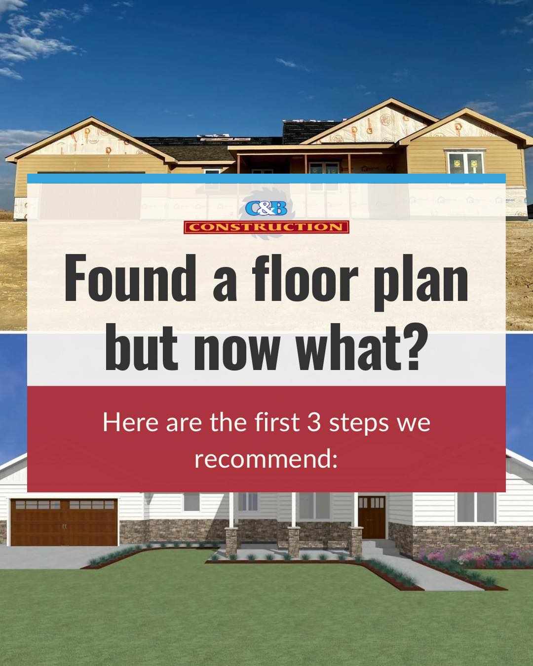 You’ve found the perfect floor plan… now what? Here are the first 3 steps we recommend:
1️⃣ Get clear on financing. Before diving in, it’s important to confirm your budget, financing options, and what’s realistic for your project.
2️⃣ Set your timeline + expectations. A build or remodel takes a ton of planning. Knowing when you want to start (and finish) helps us create a realistic gameplan.
3️⃣ Work through the details. From materials to design features, we’ll help you think through the details so there are no major surprises down the road.
At C&B, we guide you through this process step by step, making sure you know what to expect before construction even begins.
Thinking about building or remodeling? Save this post for later or share with someone who’s in the planning stage.
#customhomebuilder #nocobuilder #coloradohomes #fortmorganco #northerncolorado