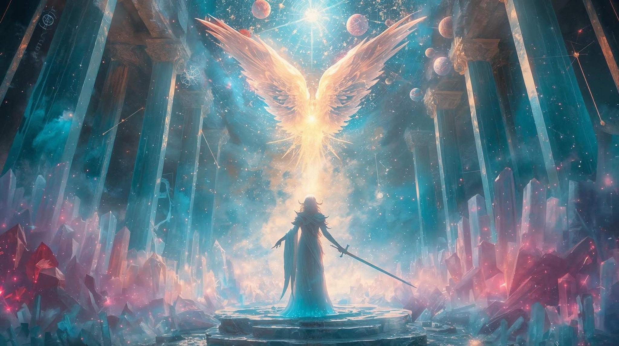 Belle Âme,
Sous l’Épée et les Étoiles
Dans le ciel vaste où tournent les constellations,
Michaël trace sa route, lame de lumière en main.
Il fend les ombres du doute et de l’illusion,
Rendant au cœur humain le souffle du divin.
Sous son regard d’or, les planètes se redressent,
Chacune révèle un secret de l’âme incarnée.
Mars y trouve son courage, Vénus sa tendresse,
Et le Soleil s’incline, purifié, apaisé.
Dans la roue du zodiaque, il veille à l’équilibre,
Flamme bleue dans la nuit, éclat de vérité.
Il tranche les liens anciens qui nous enchaînent au pire,
Et ouvre les cieux intérieurs à la clarté.
Ô Michaël, gardien du feu cosmique et sacré,
Guide nos pas à travers les signes du temps,
Que nos étoiles se fassent temples illuminés,
Où brille ton épée, gardienne du firmament.
Gilles
#AstrologieSacrée #ArchangeMichaël #LumièreCéleste #ProtectionDivine #PoésieSpirituelle #AstroÉnergie #ÉveilSpirituel #FlammeBleue #ÂmeÉtoilée #GuérisonDeLâme #ConscienceCosmique #PrésenceAngélique #VibrationHaute #SagesseDesÉtoiles #CheminDeLumière