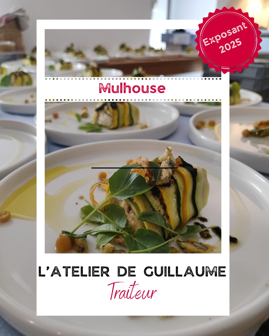 Le goût du sur-mesure, l’âme d’un artisan ✨
@latelier_de_guillaume met son savoir-faire gastronomique au service de vos événements uniques.
Mariages, réceptions ou dîners intimistes — chaque menu est imaginé comme une création sur mesure, à la croisée de la tradition et de la modernité.
Inspiré par le passé industriel et textile du Val d’Argent, Guillaume compose des expériences culinaires à la fois raffinées, authentiques et profondément humaines.
Des produits de saison, une présentation soignée, une exigence de goût : chaque prestation devient un moment d’émotion à partager.
Un traiteur artisanal, engagé et passionné, pour sublimer les plus beaux jours de votre vie.
Site internet : https://www.atelierdeguillaume.fr/
📍 Retrouvez Mélanie et son équipe, les 19 & 20 octobre à la Cité du Train de Mulhouse.
🎟️ Billetterie : www.wildinlovefestival.com