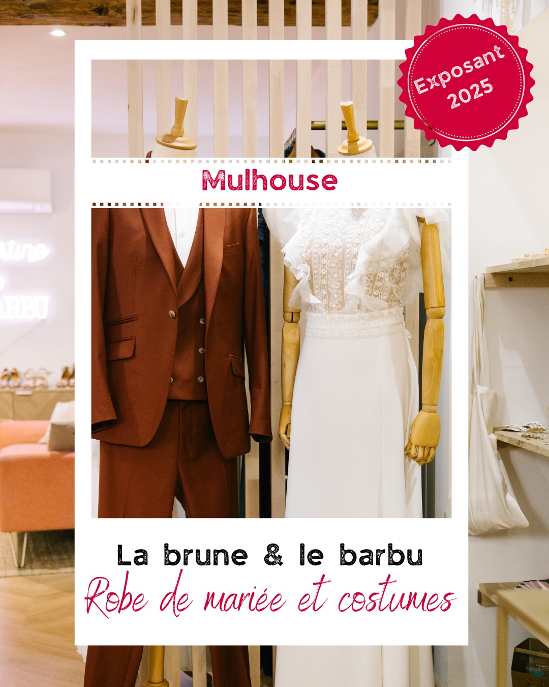 C’est l’histoire de Clotilde et Gabin, un couple qui, après leur propre mariage en 2018, décide de transformer leur expérience en véritable aventure entrepreneuriale.
Face au manque de tenues dans l’air du temps et fabriquées localement, Clotilde crée @_la_brune_et_le_barbu_, un showroom chaleureux où l’on retrouve des robes personnalisables made in France et des costumes sur mesure fabriqués en Europe. Un lieu à leur image : humain, élégant et engagé.
Leur univers ? « Le sens de la fête » — pour l’humour, la joie et la spontanéité.
Leur thème de mariage préféré : coloré, vivant et joyeux.
Leur conseil aux futurs mariés :
💞 Restez fidèles à vous-mêmes, toujours.
Pour eux, le Wild in Love, c’est : authentique.