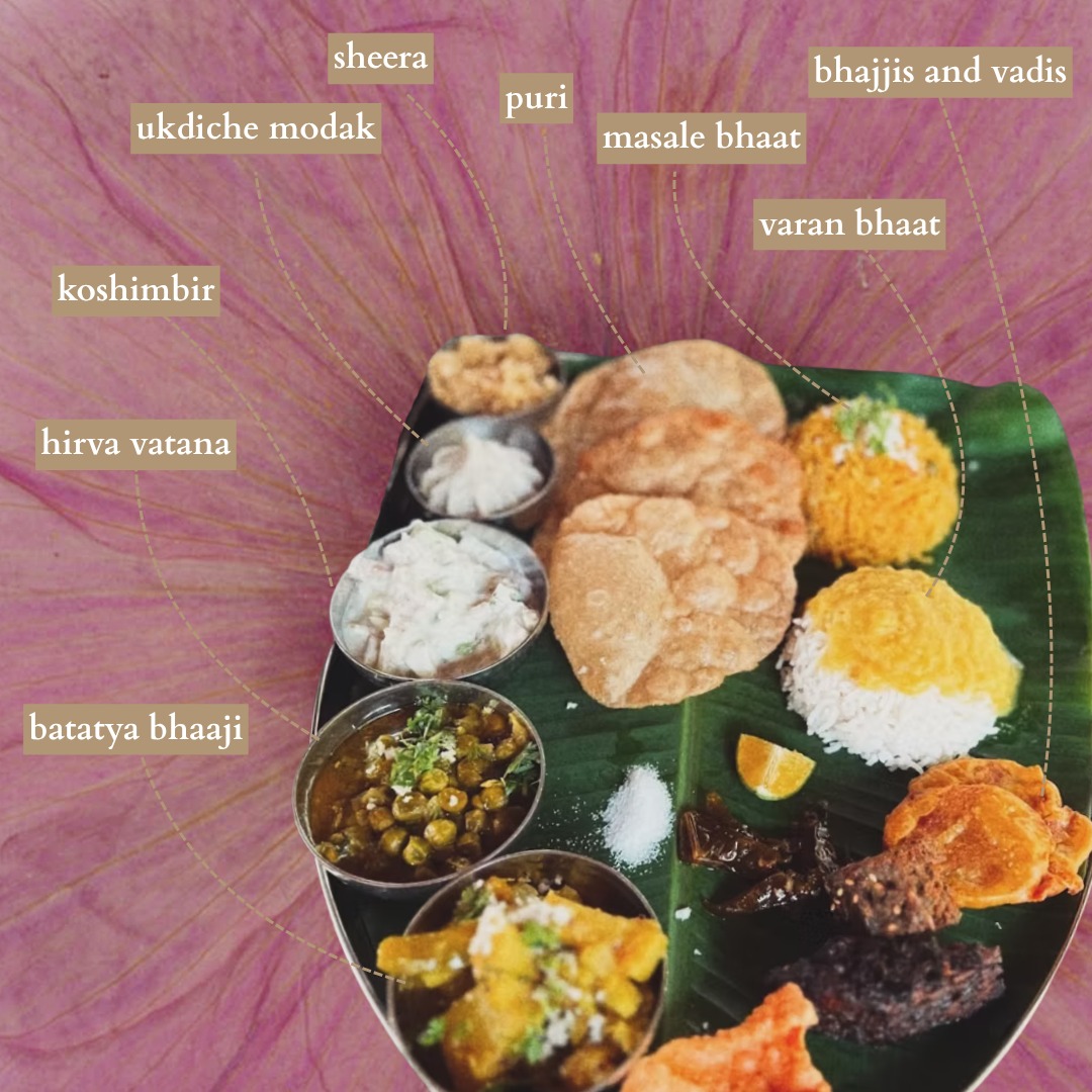 Sanacha Taat
A festive thaali built on tradition.
‘San’ means celebration. And this taat is just that—a grand spread prepared for special days, where every bite carries memory, care, and the quiet precision of home kitchens.
This isn’t just variety for the sake of it. Each element plays a part.
Masale bhaat, varan, sada bhaat. Bhajjis made with onions and potato. Crispy puris, alu vadi, kothimbir vadi. Comforting bhaajis, cooling koshimbir, fiery chutney, and a spoonful of our heirloom pickles.
Always a sweet ending—sheera, ukdiche modak.
And on the side: salt, lime, papad. The final notes in a well-balanced rhythm.
It’s food that’s festive, but familiar. No frills, just feeling.
Come, celebrate the flavours of Maharashtra with us.