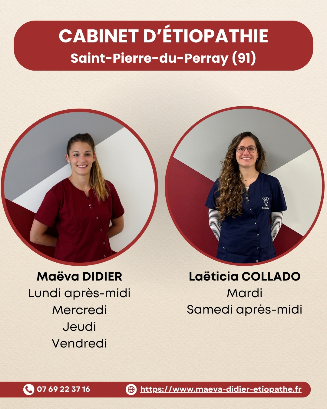 🔗 Une équipe complémentaire pour mieux vous soigner !
Nous sommes disponibles tout au long de la semaine, y compris le week-end, pour répondre à vos besoins de santé.
📅 Maëva : Lundi - Mercredi - Jeudi - Vendredi
📅 Laëticia : Mardi - Samedi
Ensemble, nous vous offrons plus de flexibilité pour prendre soin de vous. 🙌
#etiopathe #etiopathie #sante #therapiemanuelle #saintpierreduperray #dos #lumbago #dorsal #lombaire #sciatique #douleur