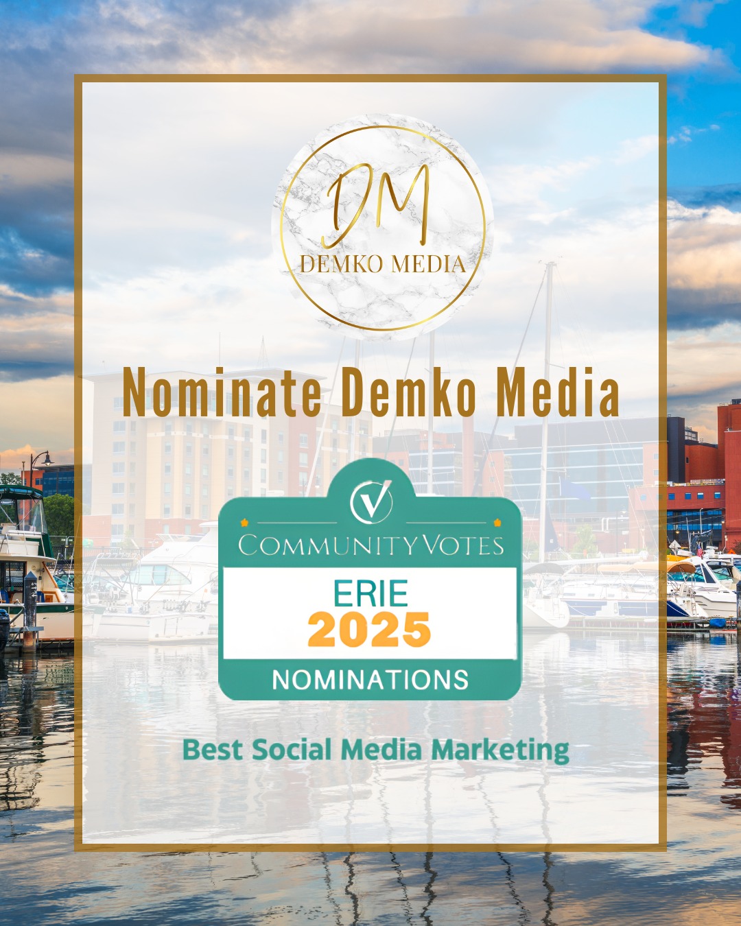 Last year, Demko Media was voted Erie’s Best Social Media company by the community. Let’s make it happen again! Nominate Demko Media today.
Link in bio