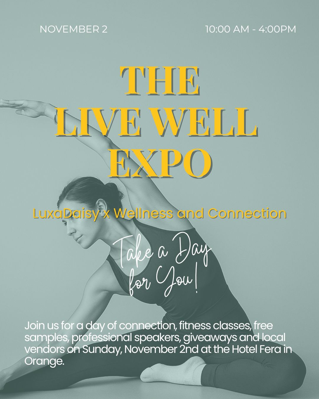 OC friends 🌼 Take a day for YOU at the LuxaDaisy Live Well Expo, Sun, Nov 2 • 10am–4pm • Hotel Fera in Orange.
✨ Free fitness classes at event • 🎤 Inspiring speakers • 🛍️ Curated local vendors 💛 Door Prizes and Giveways.
First 200 get a tote packed with samples (Magic Mind, Top Seedz, ViO2, LMNT, That’s it., Hormbles Chormbles, ecosmetics + more)
Bring a friend and come reset with us.
👉 Tickets: LuxaDaisy.com (link in bio)
#LiveWellExpo #LuxaDaisy #OCEvents #OrangeCounty #WellnessCommunity #WomenLed #FreeFitness #ThingsToDoOC