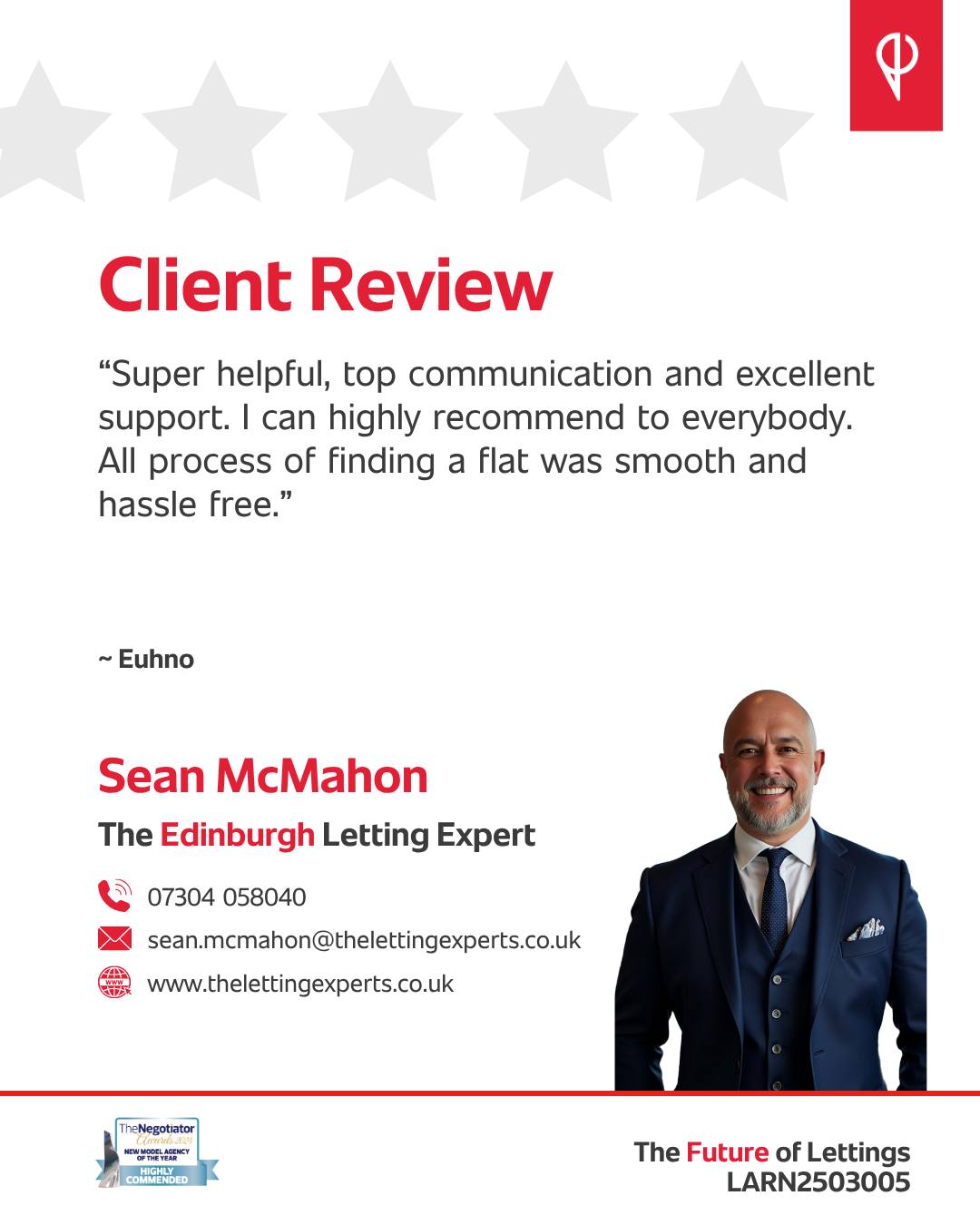 Reviews like this genuinely mean a lot to me. They remind me why communication matters so much — whether it’s with landlords, tenants, sellers, buyers, or contractors. Great results always follow great service, especially important when you hear so many horror stories out there!