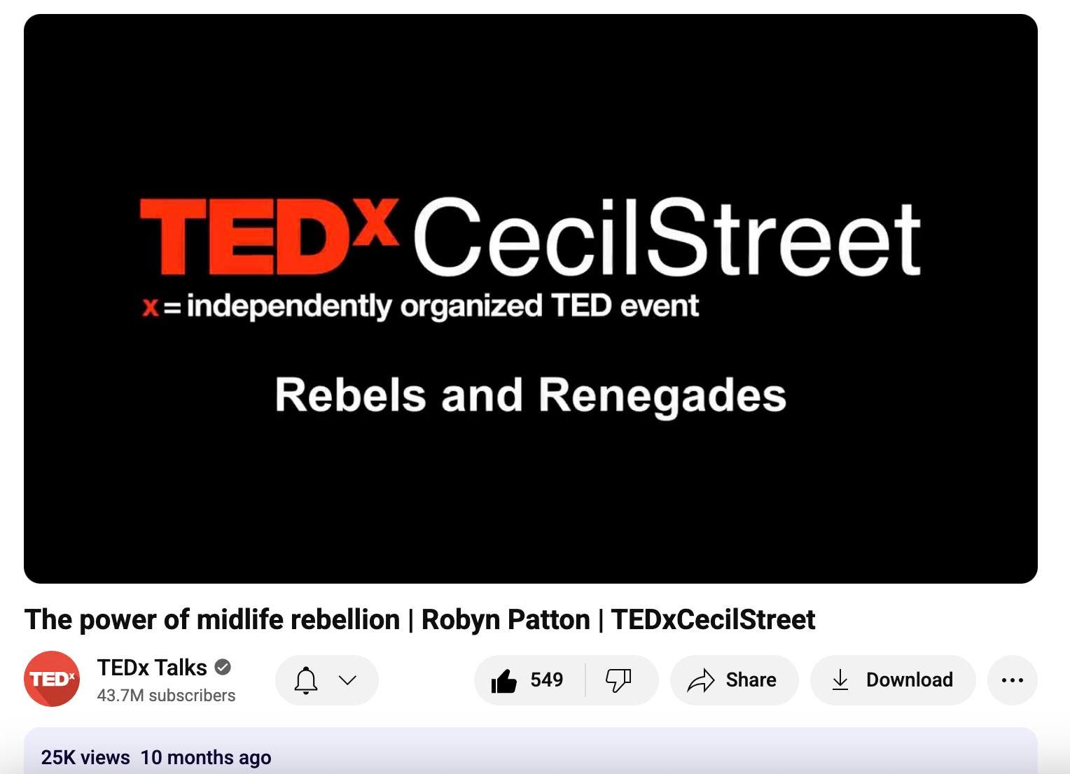 Over 25k views๐ฒ๐ซจ
Actually getting up on the TEDx stage and giving my talk 'The Power of Midlife Rebellion' is one of my proudest achievements. (If you've not watched it yet, I'll pop the link below and if you have >>>>share it with someone who needs it).
@tedxcecilstreet have just announced their next event and the theme is 'The Heart of It' ๐ If you're tempted to do a TEDx talk, I ๐ฏ suggest you consider applying and placing your precious self in their hands...I did and I am forever grateful for the support, encouragement and professionalism.
Worth it๐