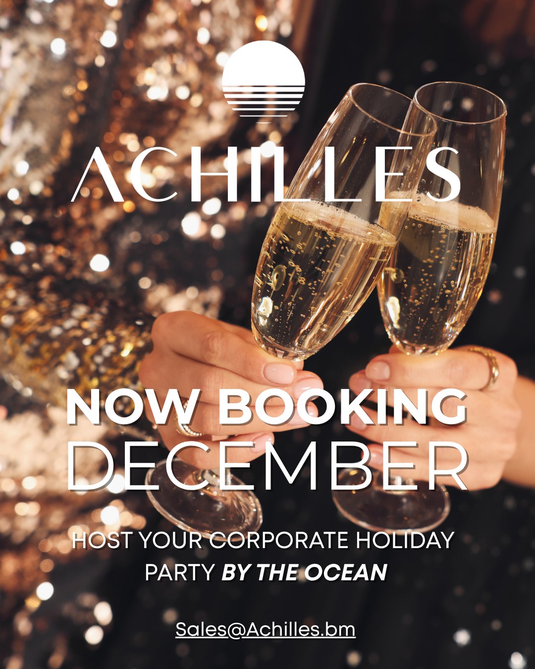 NOW BOOKING FOR DECEMBER 💫🥂
HOST YOUR CORPORATE HOLIDAY PARTY BY THE OCEAN 🌊
✨Oceanfront dining with stunning sunset views
✨Custom holiday menus
✨Signature cocktails
✨Curated wine list
✨Elegant decor
✨Ample parking
ENQUIRIES sales@achilles.bm
