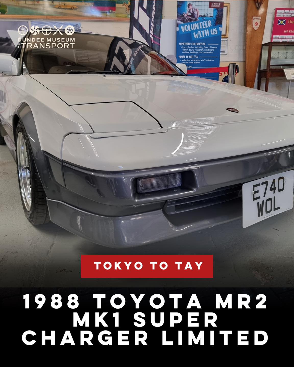 🚘🗾 A rare gem from Japan has landed at Dundee Museum of Transport! This mid-engined Targa-top sports car is powered by a 1.6L 4AGZE 16v Supercharged engine, going from 0-60 in just 6.5 seconds and reaching a top speed of 131mph.
Built exclusively for the Japanese market, this 1988 model was never released in the UK – making it a real treat for car fans. With upgraded suspension, disc brakes all around and aftermarket touches like Work Equip split rims and an HKS Mushroom filter, it’s a perfect showcase of Japanese engineering flair.
Come see it up close in our Tokyo to Tay exhibition!
📍 Dundee Museum of Transport, Market Mews
📆 until December
⏰ 10am - 4.30pm
🎟 Included with standard admission