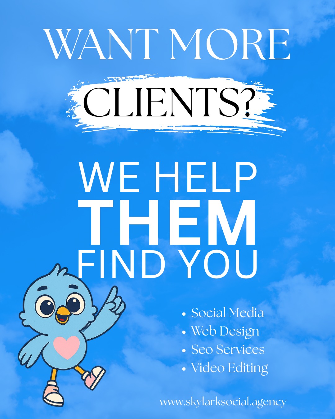 Tired of waiting for clients to notice you?
We make sure they can’t miss you.
Let’s grow your brand visibility with smart social media, SEO, and design that gets you found.
👉 www.skylarksocial.agency