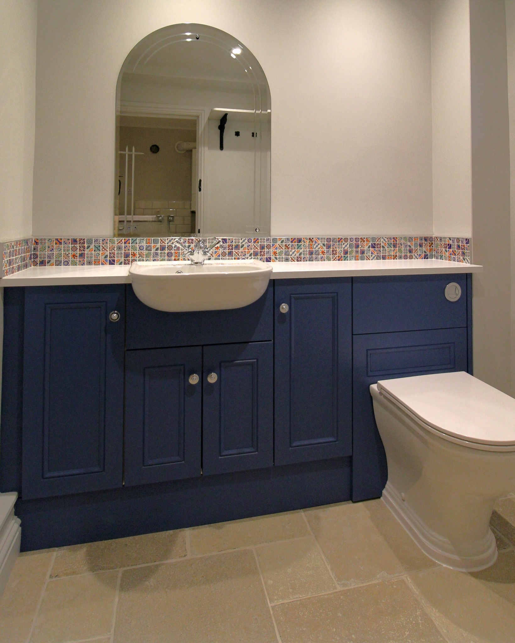 This WC has undergone a thorough restoration, harmonising functionality with aesthetic tranquillity.
Built-in furniture, expertly crafted and hand-painted in #Woad251, is paired with walls finished in #FrenchGreyMid162 from the #Littlegreenepaintcollection to achieve a seamless look.
Mosaic tiles introduce subtle texture and colour, while innovative design elements discreetly conceal pipework, resulting in a clean, uncluttered environment. Continuity is maintained with floor tiling that extends throughout the kitchen and utility room.
A big thank you to Jim and Lee for fitting and tiling, Lee and Ed for their electrical services, and Dave for his exemplary hand painting of all units and spaces.
#StoneAndTile #HandPaintedFinish #HomeRenovation #InteriorDesign #derbyshire #MultiFormatTiles #happycustomer #greatteam #PortlandStoneDark157 #kitchensderbyshire #wcrooms #wcdesign #colourfullmosaictiles #bedifferent