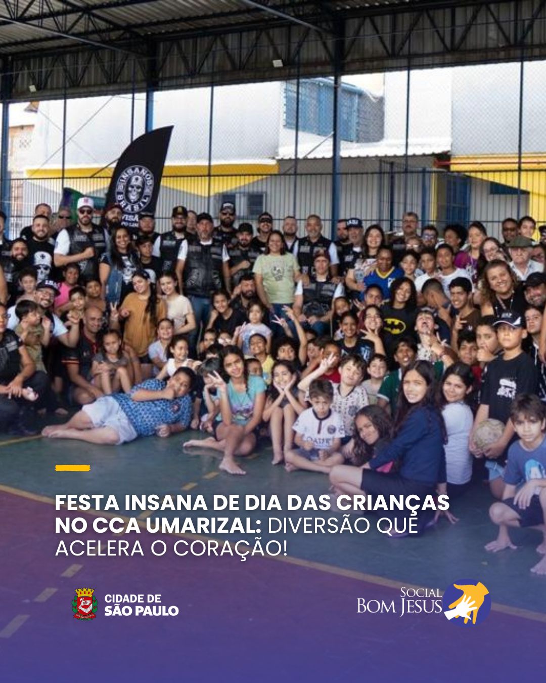 A festa das crianças no CCA Umarizal foi pura emoção! Com apoio do grupo Insanos – Divisão Campo Limpo (@insanosmc ) e da escola EMEF Profa. Vera Lúcia Fusco Borba, nossa galerinha viveu um dia cheio de alegria, brincadeiras e muito carinho.
Teve muita diversão com os brinquedos infláveis, futebol de sabão , naquele clima de festa que transforma qualquer dia em lembrança boa pra vida toda.
💛 Gratidão a todos que aceleraram junto com a gente nessa celebração da infância!
#diadascrianças #voluntariado #projetosocial #ONG #sejavoluntario #parceriaquetransforma