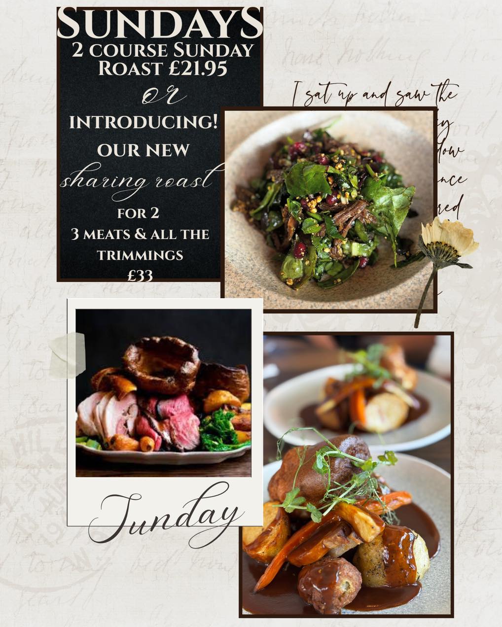 2 courses or a sharing roast? ๐ฝ๏ธ
Sundays are made for Cozy ๐ธโจ