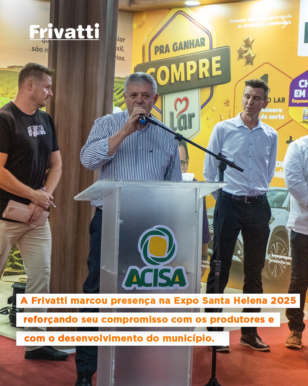 A Frivatti marcou presença na Expo Santa Helena 2025, reforçando seu compromisso com quem faz o campo acontecer. No estande, produtores foram protagonistas: trocas de experiências, reconhecimento e confraternização com uma boa carne suína.
Também mostramos o andamento da nova unidade em Santa Helena e premiamos suinocultores destaques nas categorias crechário e terminação. Mais do que projetos, valorizamos histórias, pessoas e o futuro da suinocultura paranaense.
#Frivatti #ExpoSantaHelena2025 #Suinocultura #ProdutoresRurais #InovaçãoNoCampo