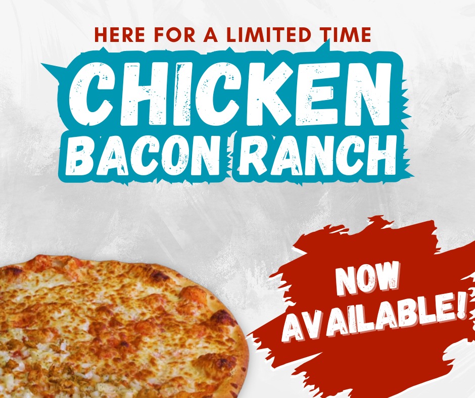 🔥 New Arrival Alert: Chicken Bacon Ranch Pizza! 🍕🐔🥓
Craving something bold and delicious? Our Chicken Bacon Ranch Pizza is here to satisfy — but only for a limited time! Don’t miss your chance to taste this savory masterpiece.
📞 Call now or 💻 order online before it’s gone!