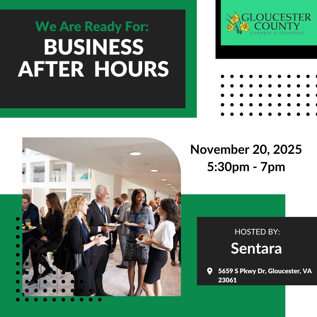 🚨 Final Business After Hours of the Year!
Join us Thursday, November 20 at Sentara for one last night of networking, community, and connection in 2025.
Let’s finish the year strong — see you there! 🙌
#GloucesterChamber #Networking #CommunityStrong #Sentara #BusinessAfterHours