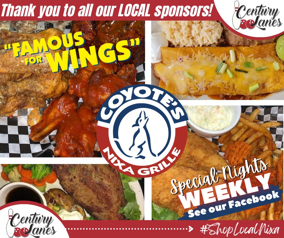 Thank you to all our fantastic local sponsors for supporting Century Lanes programs!
@coyotesnixagrille 🍗 The most scrumptious wings in town – perfect for satisfying those cravings.
Custom Cleaning Unlimited: Because you've got better things to do than chase down cobwebs, right? Give them a call at 417-818-8772
Great Southern Bank A strong commitment to supporting our local businesses and fostering a strong community, with multiple convenient locations right here
🛠️Xtreme Exteriors is committed to bringing your creative vision to life, ensuring quality and exceptional customer service every step of the way—from quote to final walkthrough. Ready to start your remodel? #xtremeexteriors
#CenturyLanes #shoplocal #Nixa #CommunityCover #CommunityLove