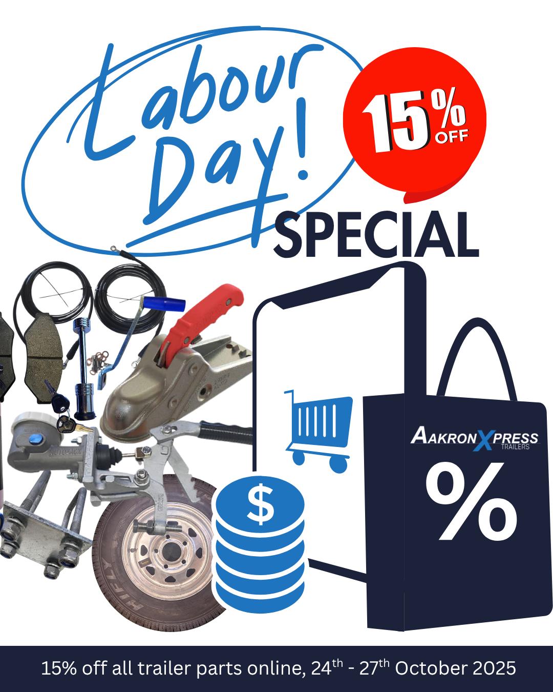 💪 Labour Day Weekend Special! 🎉
You’ve worked hard all year, now it’s your turn to take a break (and grab a bargain)!
Enjoy 15% OFF all trailer parts online all Labour Weekend!
🛠️ Stock up on quality parts and get your trailer ready for summer.
🚫 Excludes boats, outboards, and trailers.
Offer valid all Labour Weekend — don’t miss out!
#LabourDaySale #TrailerPartsNZ #BoatTrailers #KiwiMade #AucklandBoating #SummerReady