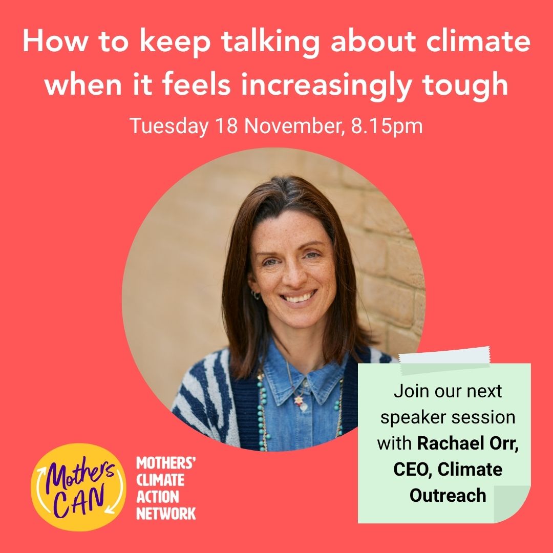 Talking about climate can feel particularly tough right now. Join our next open-invite, free session on 18 November for advice on having productive conversations about climate action - whether as part of a community group with a goal in mind, or simply with your friends and family. This is one not to be missed.
You'll hear from Rachael Orr, CEO of Climate Outreach - a charity made up of expert communicators and researchers which help people tell great climate stories and inspire action. Rachael will share highlights from their latest ‘Britain Talks Climate’ research, along with framings that work well and less well, and will give us advice on how to build trust when talking about climate.
As with all of our sessions, these are designed with busy mums in mind. Tune in from 8.15pm with or without your kids in pyjamas, and ask Rachael and our network any question you like. No question is too silly or not important.
When: Tuesday 18 November, 8.15-9:30pm
Where: Online - register using the link in our bio
#TalkingAboutClimate #ClimateComms #FreeClimateTraining #MumsTakingAction @climatevisuals