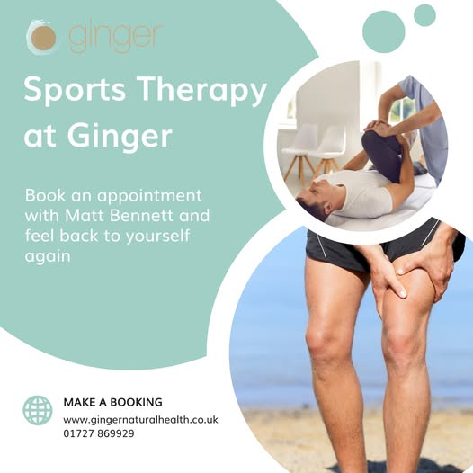 Book a sports therapy appointment at Ginger with Matt. An experienced remedial massage therapist dedicated to helping people live pain-free lives and accelerate injury recovery.
Book online or call 01727 869929
#sportstherapy #sportsmassage #stalbans