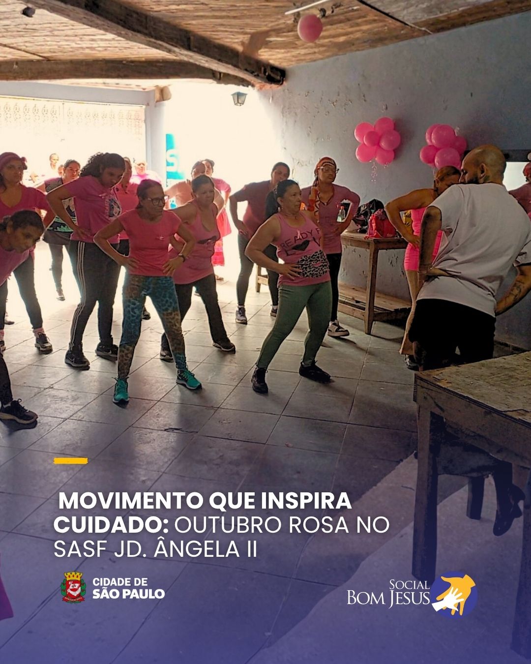 No SASF Jardim Ângela II, o Outubro Rosa foi celebrado com corpo, alma e consciência! Tivemos uma atividade de dança cheia de energia, que trouxe leveza ao tema e reforçou a importância do cuidado com a saúde da mulher.
A dança foi nossa forma de dizer: se toca, garota! O autocuidado começa com informação, afeto e movimento.
💗 Porque prevenir também é dançar, sorrir e se reconhecer com amor.
#OutubroRosa #AutoexamenDeMama #Inclusão #assistenciasocial