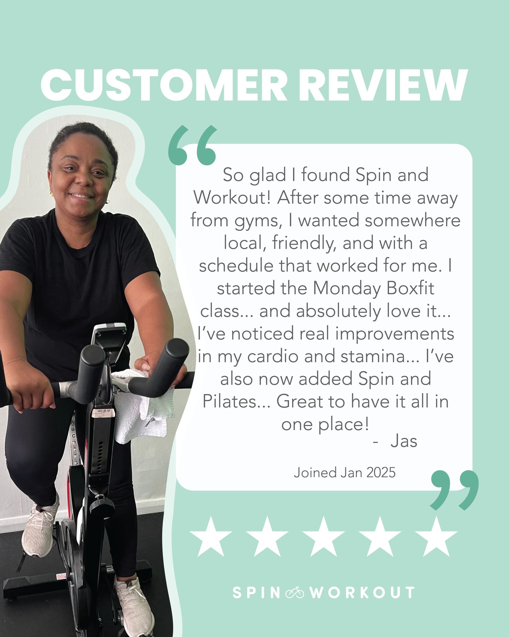 Meet Jas!
She joined us back in January 2025 for our Community Boxfit class while looking for a space that was welcoming, local, and with a schedule that suited her.
Fast forward a few months, and Jas is now a familiar face, not just in Boxfit, but also in Spin and Pilates! 💪
Here’s what she had to say:
“So glad I found Spin and Workout! After some time away from gyms, I wanted somewhere local, friendly, and with a schedule that worked for me. I started the Monday Boxfit class with Jane a few months ago and absolutely love it — she makes it easy to join in, no judgement, just encouragement, and the circuit-style format keeps it fun and challenging. The atmosphere is super welcoming with great camaraderie, and I’ve noticed real improvements in my cardio and stamina (the outdoor hill sessions in the summer are a bonus!). I’ve also now added Spin and Pilates on Fridays to balance out desk work and round out my weekly routine. Great to have it all in one place!”
We’re so happy to have you in the community, Jas!
👉 Thinking of getting back into a fitness routine? Start where you are — we’ve got classes for all levels, friendly instructors, and a space where everyone’s welcome.
Visit our website to find out more: Link in bio.
#SpinAndWorkout #MemberHighlight #CommunityVibes #BoxfitWithJane #Pilates #Spin #StrongerEveryWeek #NoJudgementJustProgress #SouthEastLondon #LeeGreen