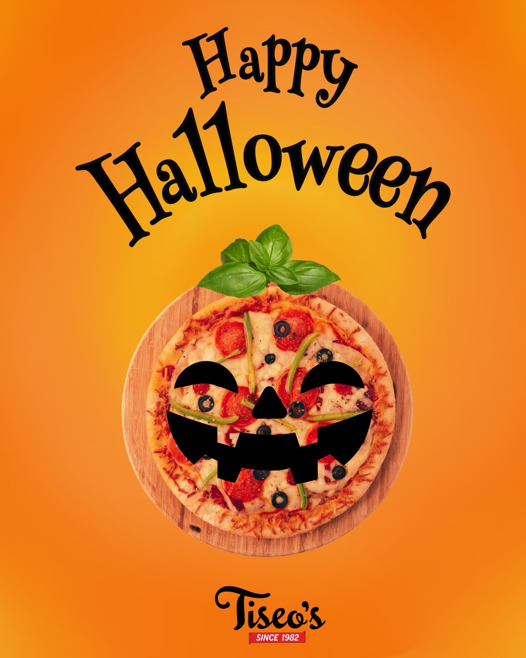 Nothing goes better with trick-or-treating than pizza! Happy Halloween from all of us at Tiseo's!