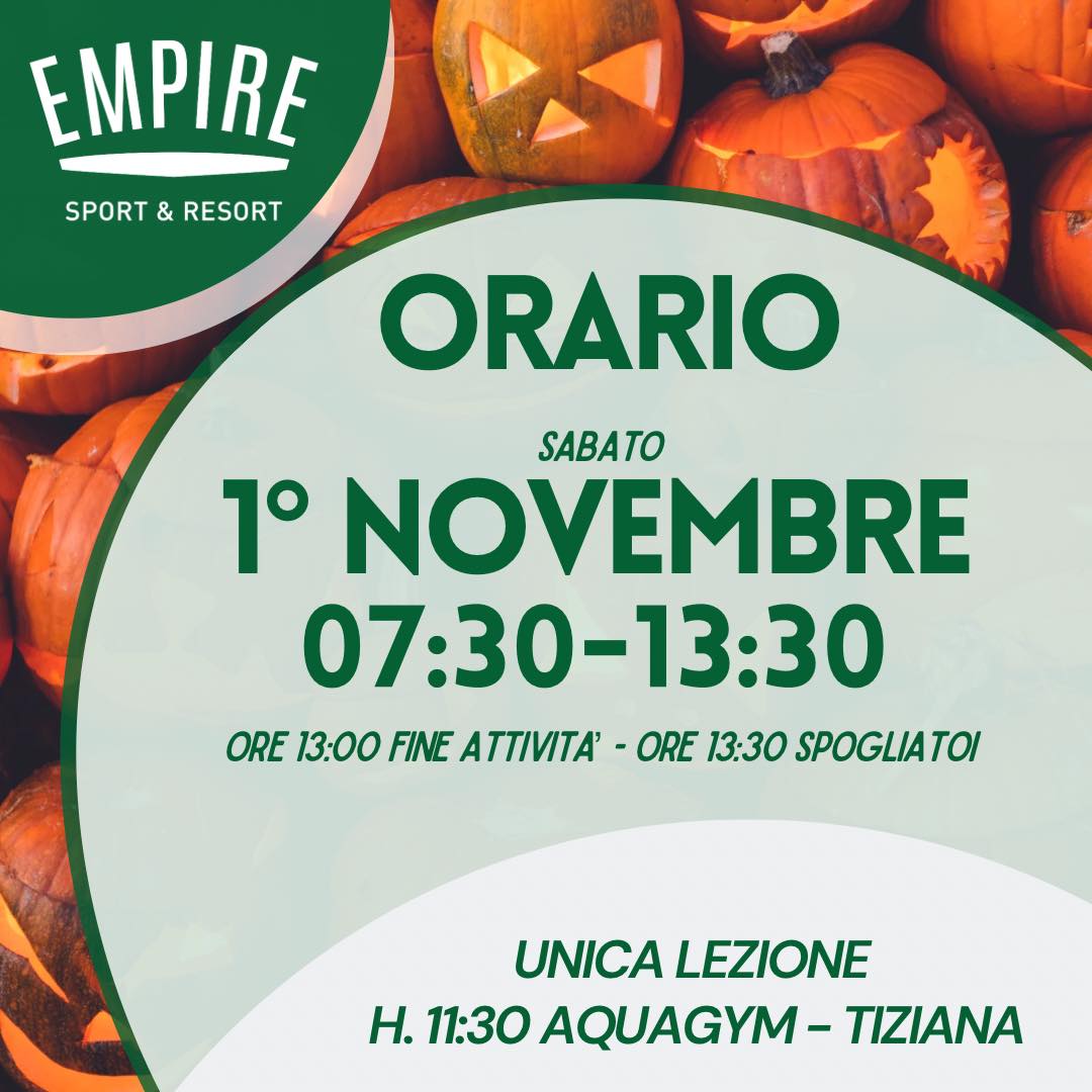 🎃ORARIO 1 NOVEMBRE🎃
Orario: 07:30 - 13:30