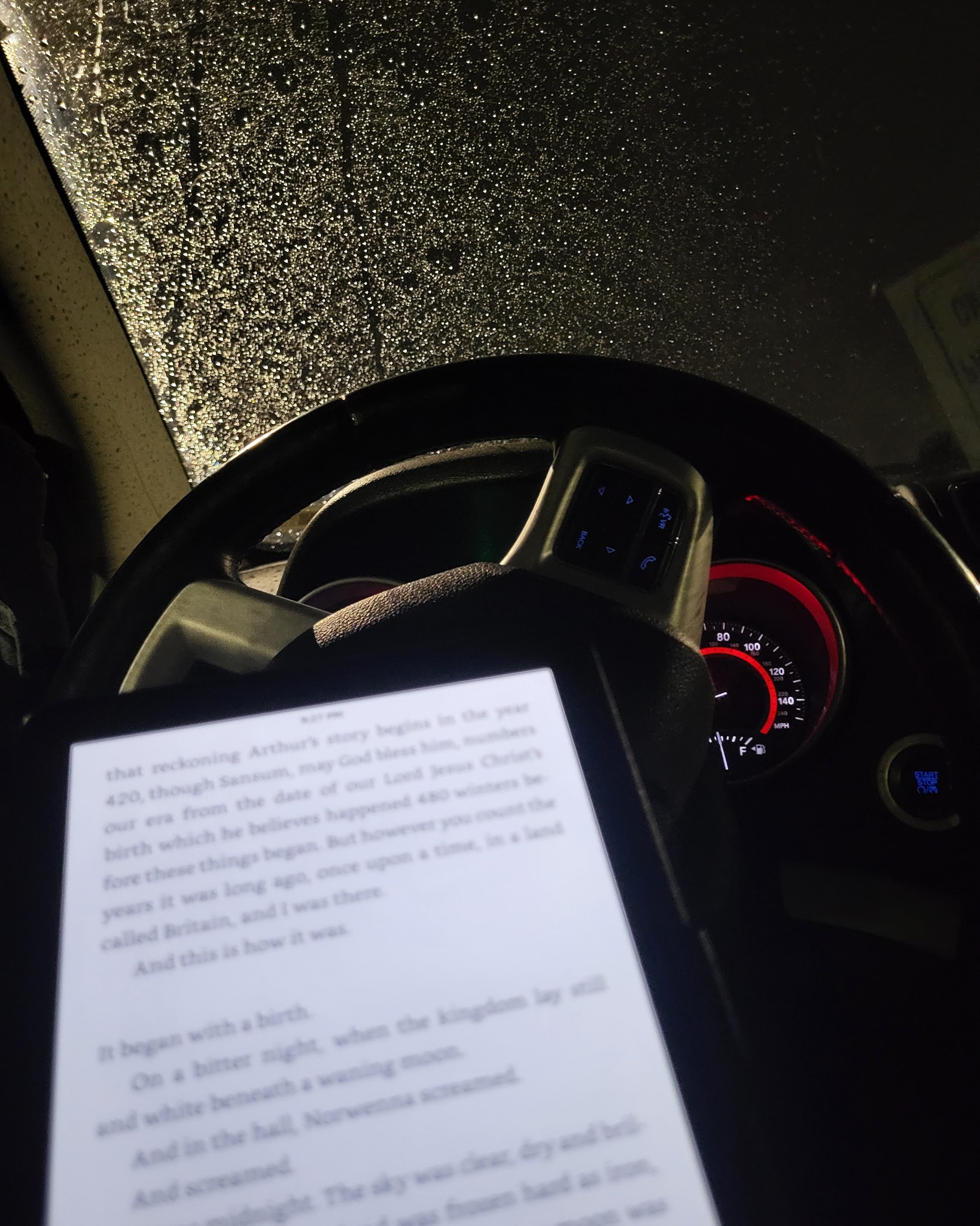I'm waiting to go into work. The rain is pitter pattering on the roof, my car is cozy, and I'm reading 'The Winter King' by Bernard Cornwell. Yes, I think I'm quite content.
#dayjob #nightjob #factorylife #enjoythesmallthings #diaryofanindieauthor #thewinterking