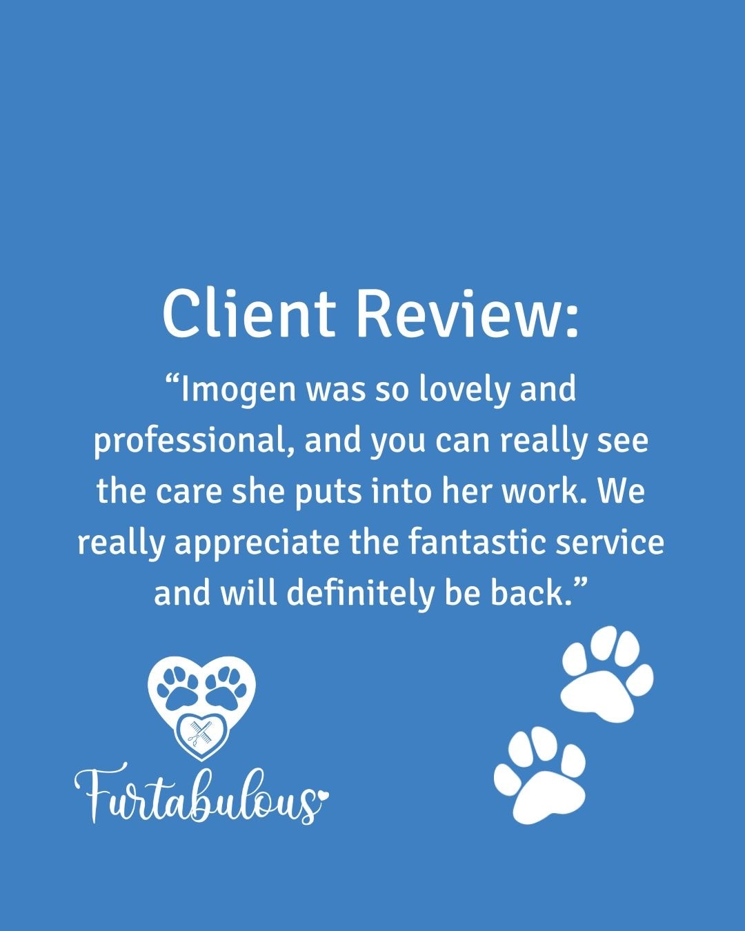 Earlier this month, we received this lovely feedback from Bek:
"Hi there,
Just wanted to say a big thank you to Imogen for the amazing job she did grooming our groodle, Paddy, last week. He looked absolutely gorgeous and was such a happy chappy afterwards – we could tell he felt great!
Imogen was so lovely and professional, and you can really see the care she puts into her work. We really appreciate the fantastic service and will definitely be back."
Thanks Bek, Paddy was a superstar pupil 😍🐾💙