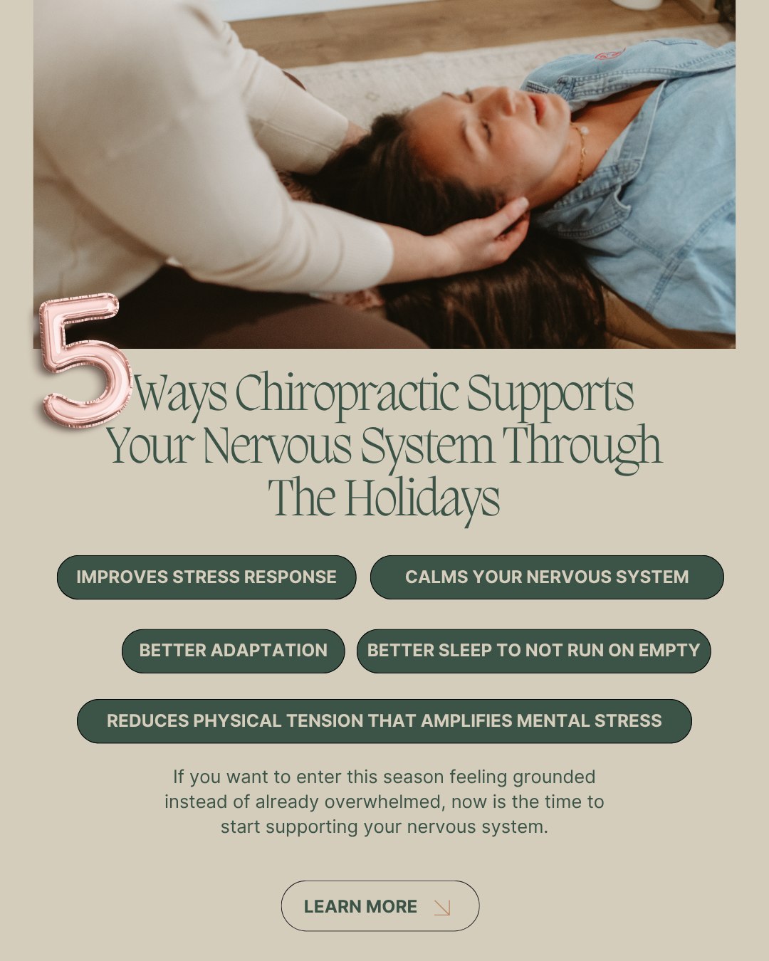 The holidays are coming — the packed schedules, family gatherings, financial stress, and disrupted routines. It’s a lot. Most people wait until they’re completely overwhelmed to ask for help.
But here’s the truth: the best time to support your nervous system is before the chaos hits. You wouldn’t run a marathon without training first — and the holidays are a marathon for your nervous system. Chiropractic care is your training.
How pre-holiday adjustments help:
Start from calm, not chaos. Regular care helps shift you out of fight-or-flight so you can handle stress with more ease.
Adapt faster. Adjustments improve communication between your brain and body, helping you recover from stress more efficiently.
Sleep better. A regulated nervous system supports deep, restorative rest — even when schedules get wild.
Release tension. Physical stress signals danger to your brain. Adjustments calm the body so your mind can follow.
Build a reserve. Think of your stress tolerance like a gas tank — chiropractic care fills it up before the season drains it.
Families who prioritize care before the holidays report:
✨ Feeling grounded through the chaos
✨ More patience with family
✨ Fewer headaches and tension
✨ Better sleep and energy
✨ Faster recovery when stress hits
You can’t control the chaos — but you can prepare your nervous system to handle it. Start now, so you can enjoy the season instead of just surviving it.
.
.
.
#wildbloomchiro #gallatintn #sumnercounty #holidaystress #nervoussystem #chiropracticcare