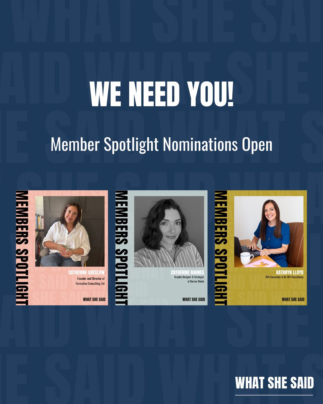 📢 Our What She Said community is packed with brilliant women doing incredible things - and we want to shout about YOU! 💫
We’re looking for our next Member Spotlight 🌟
Perfect if you:
✅ Want a boost in visibility
✅ Have launched something exciting
✅ Have knowledge to share
✅ Want to connect with more amazing women
You’ll be featured in our monthly newsletter + across our socials!
Drop us a DM, tag a fellow founder or comment ‘ME!’ below if you’d love to be featured 💕
#WhatSheSaidCollective #MemberSpotlight #WomenInBusiness #YourStoryMatters #FemaleFounders #CommunityOverCompetition #FMBO #WomenSupportingWomen #SmallBusinessVisibility #FemaleEntrepreneur