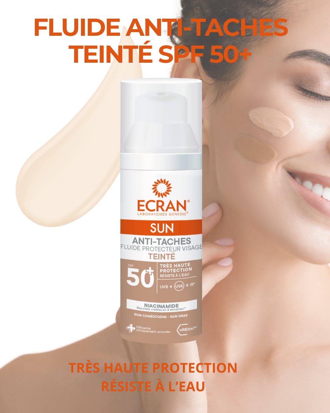 Un teint unifié, une peau protégée et des taches estompées avec le fluide teinté anti-taches SPF50+ d’ECRAN®.
Un fluide à utiliser tous les jours de l'année !
#spf #antitaches #niacinamide #ecran #soinsolaires #skincare