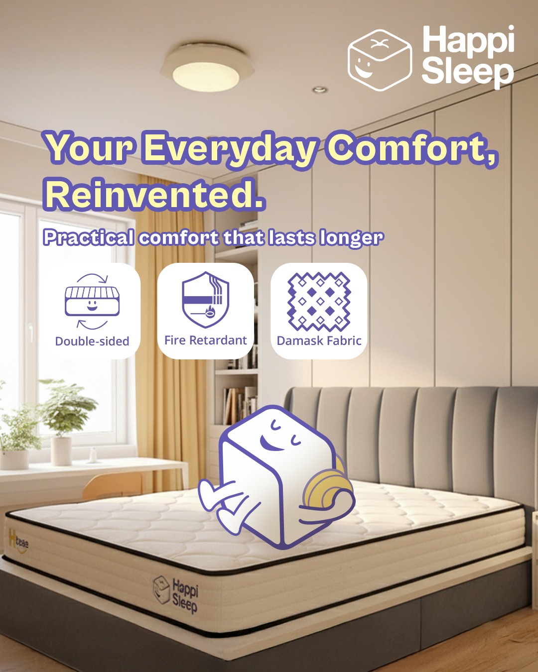 Stay snug and supported with our H Base Mattress — double-sided comfort made to keep you smiling in your sleep. 🌙💛
#HappiSleep #DreamWithUs #ComfyEveryday