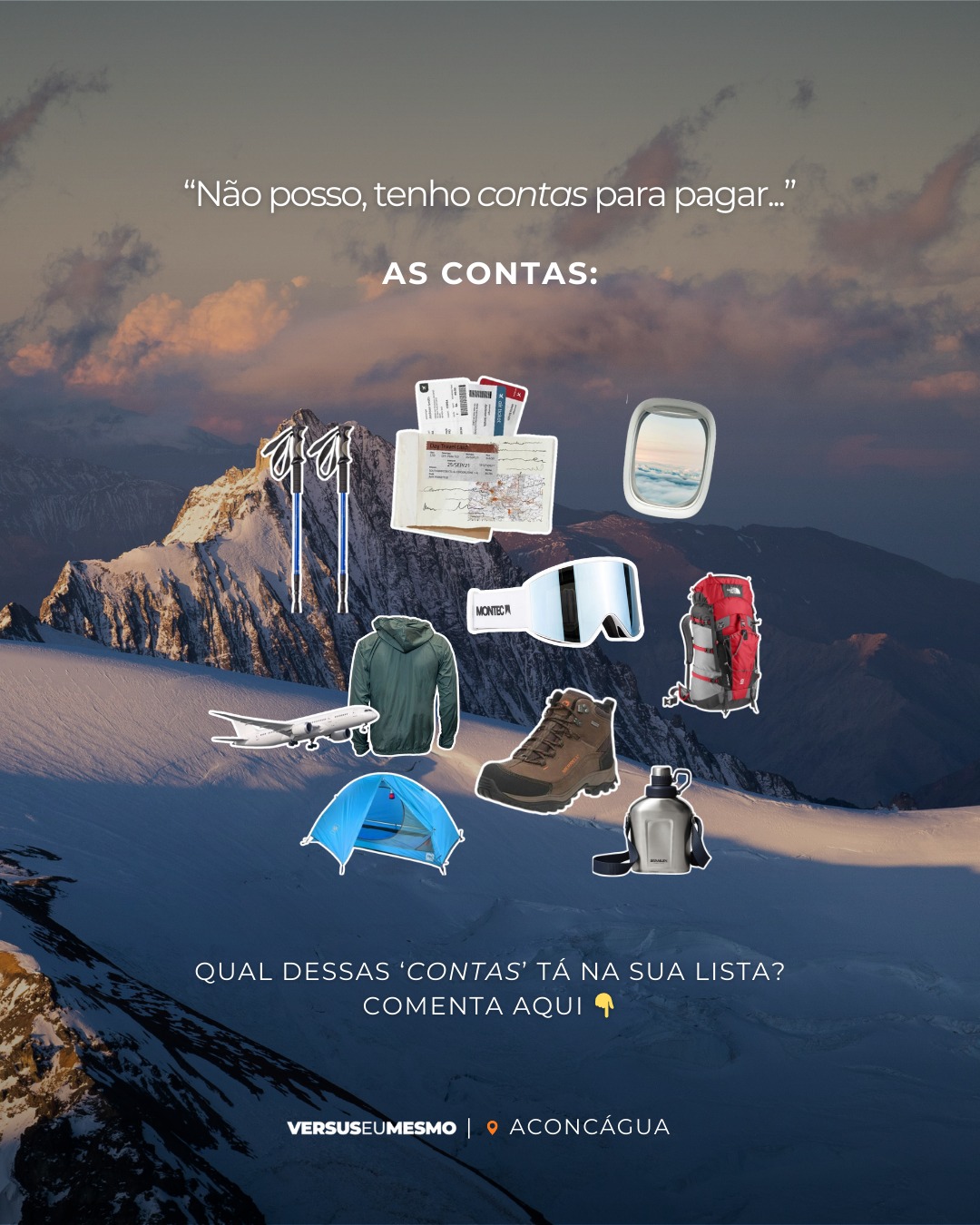 💸 Quem vê foto no cume nem imagina o tamanho da fatura…
Entre passagens, equipamentos e aquele café estratégico no refúgio, cada “conta” vale a pena! 🏔️✨
👉 Qual dessas contas já entrou na sua lista? Comenta aqui! 👇
#Aconcagua #VidaDeMontanhista #Trilha #Trekking #Montanhismo #Aventura #Expedição